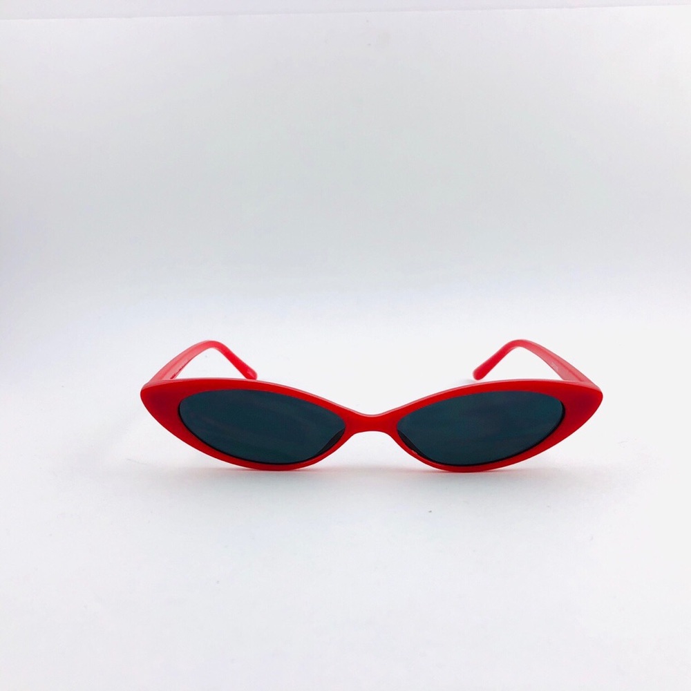Retro Red Slim Cat Eye Sunglasses